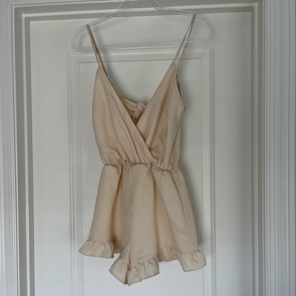 Yellow & white striped romper